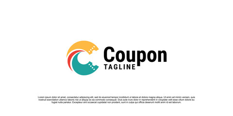 letter C ticket logo, coupon icon