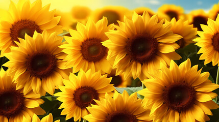 Sunflowers with blurred background, beautiful sunflowers