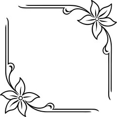 Floral corner border, hand drawn doodle style corner border frame with flowers