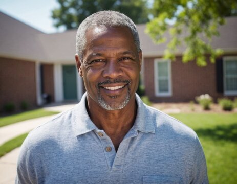 Portrait of a mature happy african american man outside