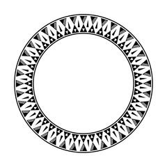 Round geometrical maori border frame design. Simple. Black and white. African, maya, aztec, ethnic, tribal style.