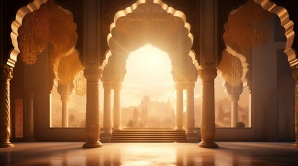 A dreamy Arabic, illuminated by the soft glow of ambient light and adorned with intricate details