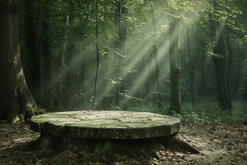 Zen Centerpiece: Flat Stone Podium Creating Tranquility in an Empty Round Stand
