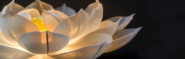 Fototapeta na wymiar beautiful fantasy white flower with light on black background 
