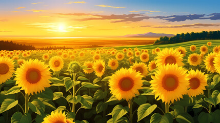 Sunflowers with blurred background, beautiful sunflowers
