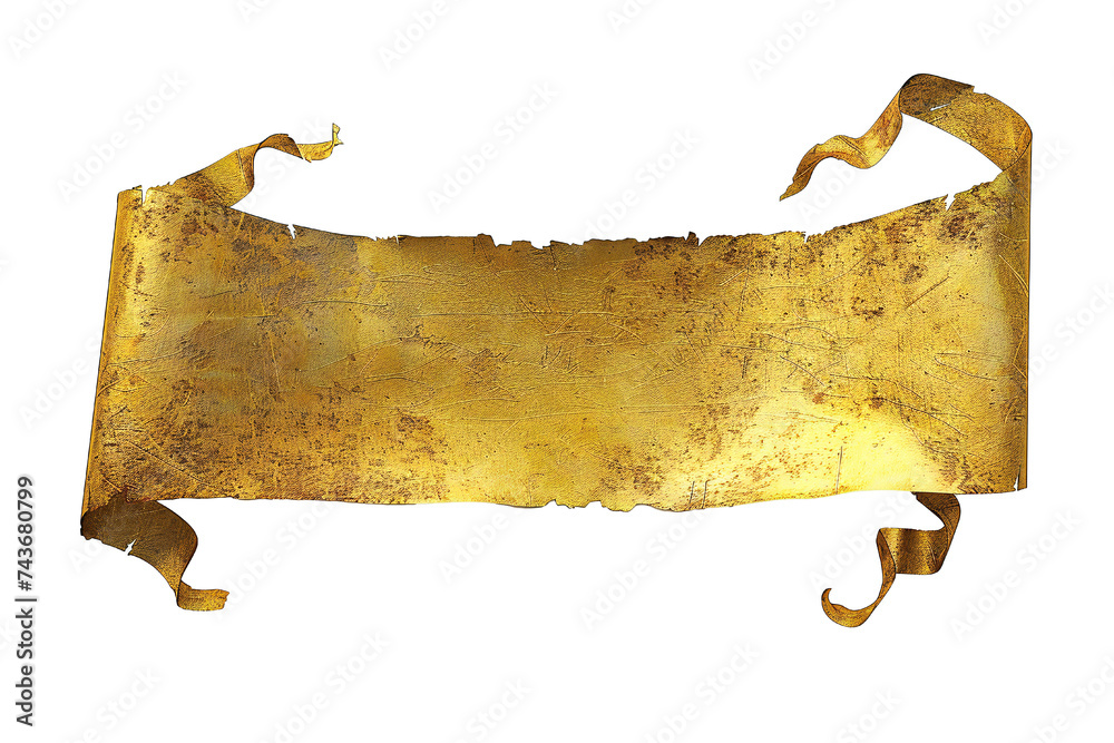 Wall mural empty golden banner isolated on transparent background generative ai
