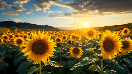 Sunflowers with blurred background, beautiful sunflowers