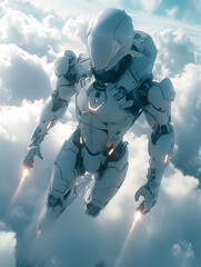 Advanced Humanoid Robot Ascending to the Skies created with Generative AI technology