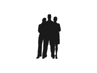 Business People standing in silhouette. Set of silhouettes. Flat icon vector illustration. Business people, a set of vector silhouettes.