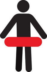 Person with lifebuoy silhouette icon. Life donut, lifebelt. Isolated vector illustration