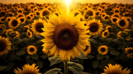 Sunflowers with blurred background, beautiful sunflowers