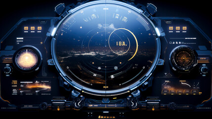Fototapeta premium Futuristic City Overlay Interface created with Generative AI technology