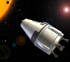 Spaceship and sun. The elements of this image furnished by NASA. - 743686516