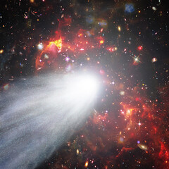 Comet flying through space. The elements of this image furnished by NASA. - 743686535