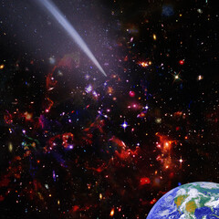 Comet flying through space. The elements of this image furnished by NASA. - 743686576