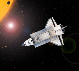 Spaceship and sun. The elements of this image furnished by NASA. - 743686704