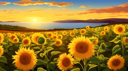 Obraz premium Sunflower background, close-up view of intricate spiral pattern of sunflowers