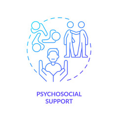 Psychosocial support blue gradient concept icon. Social services assistance. Round shape line illustration. Abstract idea. Graphic design. Easy to use in infographic, presentation, brochure, booklet