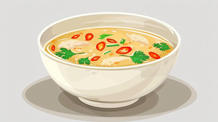Delicious Chicken Chinese Soup in White Bowl