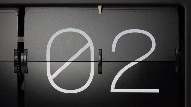 Flip clock quickly flips through the numbers from 00 to 10.