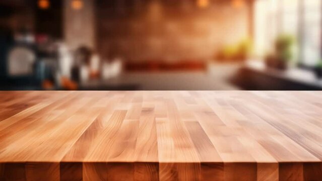 Simple wooden table on kitchen