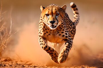 Cheetah Sprinting. Action photography.