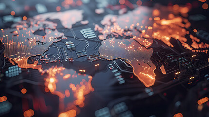 circuit map board background - connected digital world