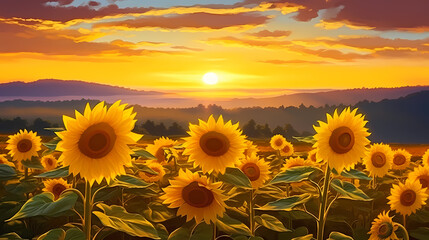 Fototapeta premium Sunflower background, close-up view of intricate spiral pattern of sunflowers