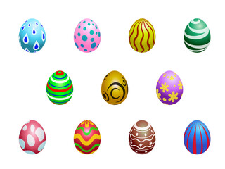 カラフルなイースターエッグのイラスト素材セット_1