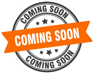 coming soon stamp. coming soon label on transparent background. round sign