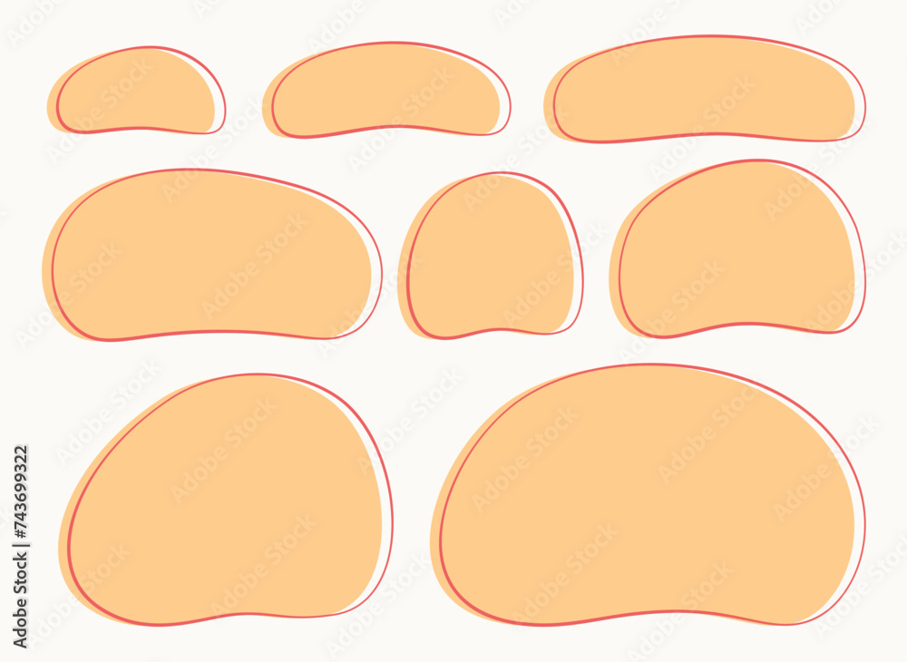 Sticker a set of hand drawn doodle blank text frames. colored text box. empty speech bubbles on white backgr