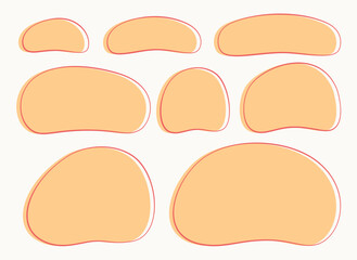 A set of hand drawn doodle blank text frames. Colored text box. Empty speech bubbles on white background.  Flat Vector Illustration EPS10