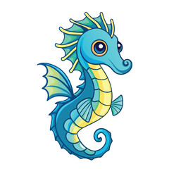 cute seahorse cartoon illustration