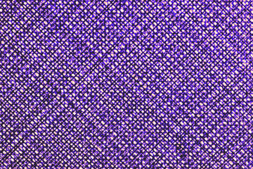 Abstract design background of lattice cell violet purple coarse-grained intersection texture of rough fabric with an interlacing. Linen sack textile canvas burlap cloth. Close-up, mock up, top view