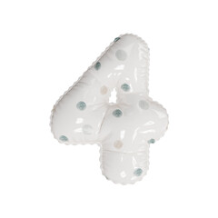 3D porcelain polka dot pattern helium balloon number 4