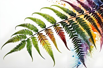 Fern abstract painting white background