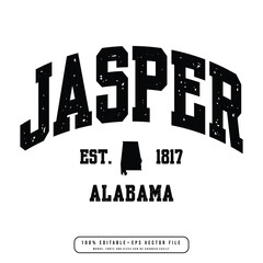 Jasper text effect vector. Editable college t-shirt design printable text effect vector