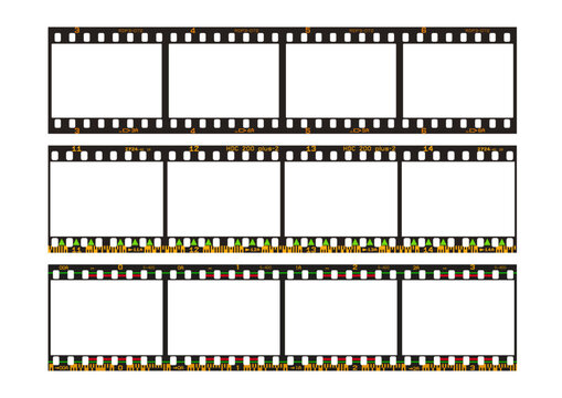 Vector pack of photographic analog films borders with barcodes (version 2)