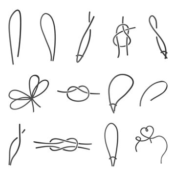 Knot string gift collection for present, tags. Bow gift ribbon element. Rope bows icons