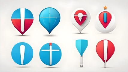 Set of map pin location icons. Modern map markers .Vector illustration on a white background  