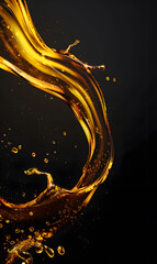 Splashes of oily liquid. Organic or motor oil on a black background