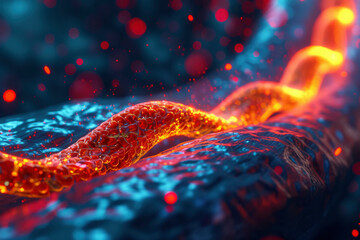 Angioplasty 3D rendering illustration. Deployed Stent within a diseased artery or blood vessel clogged by cholesterol - obrazy, fototapety, plakaty