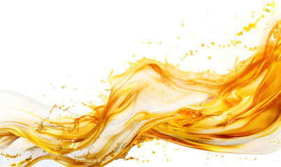 Splashes of oily liquid. Organic or motor oil on a white background - obrazy, fototapety, plakaty