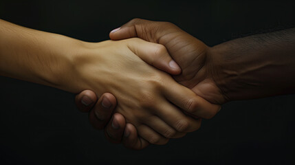 handshake between two people with different skin colour 