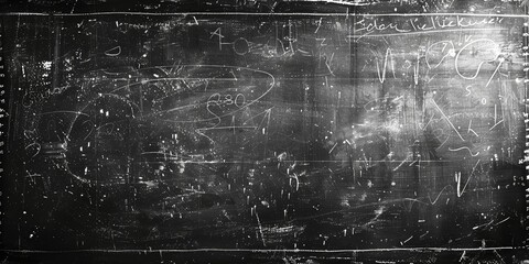 Abstract exploration of knowledge on a chalkboard filled with mathematical equations