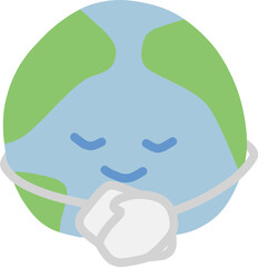 地球をかわいくデフォルメしたキャラクターがお辞儀をしているイラスト