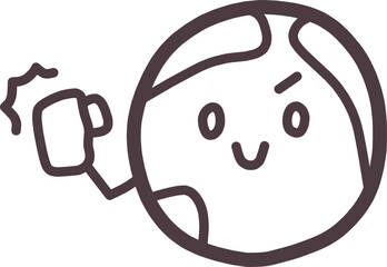 地球をかわいくデフォルメしたキャラクターが片手でガッツポーズをしているイラスト