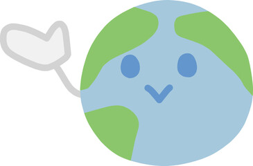 地球をかわいくデフォルメしたキャラクターが片手を上げて何かを示しているイラスト