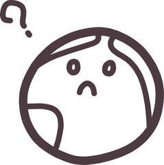 地球をかわいくデフォルメしたキャラクターが疑問を浮かべているイラスト