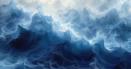 Blue waves background for graphics use. Created with Ai - obrazy, fototapety, plakaty